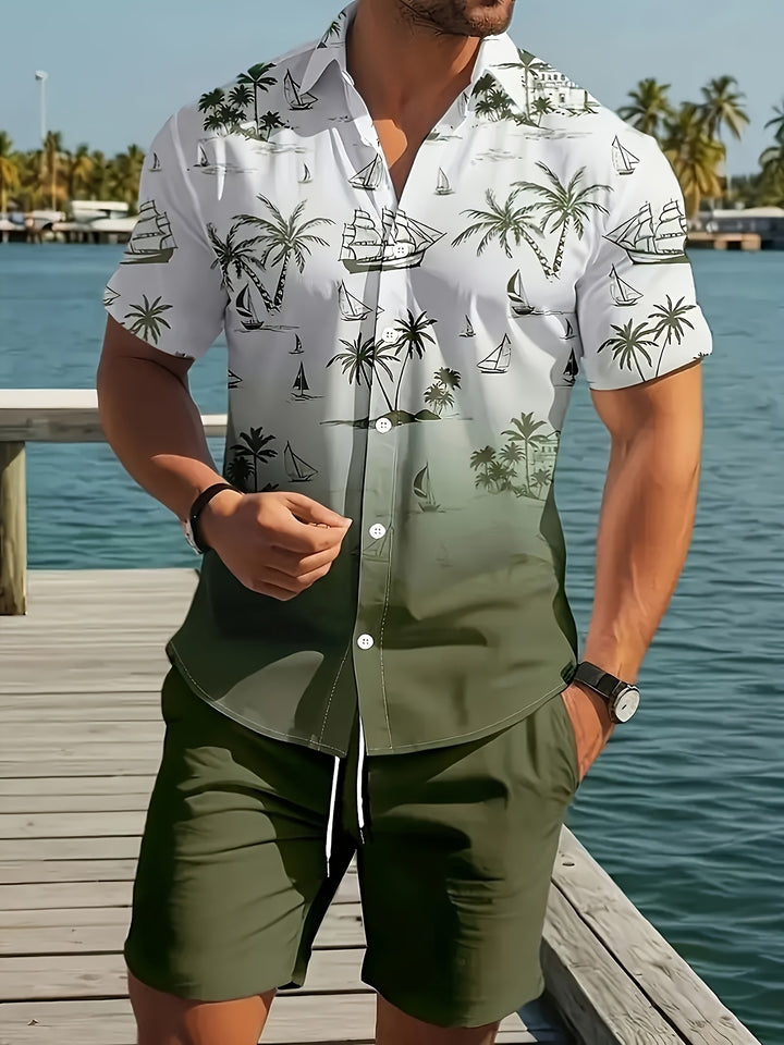 Whitaker | Men's Palm Print Shirt & Shorts Set
