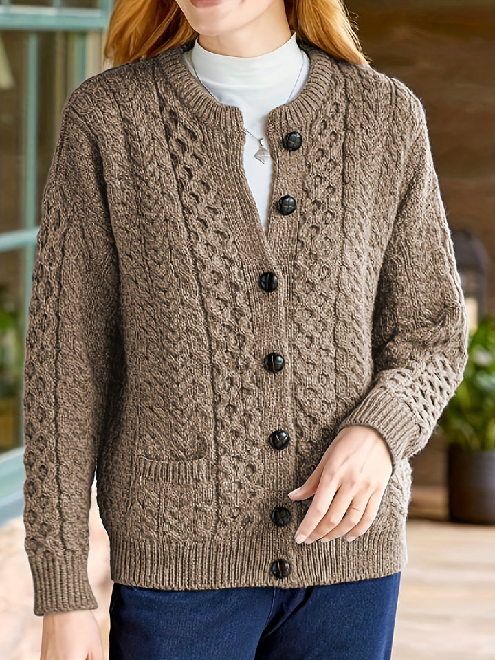 Delphine | Cable-Knit Button Cardigan