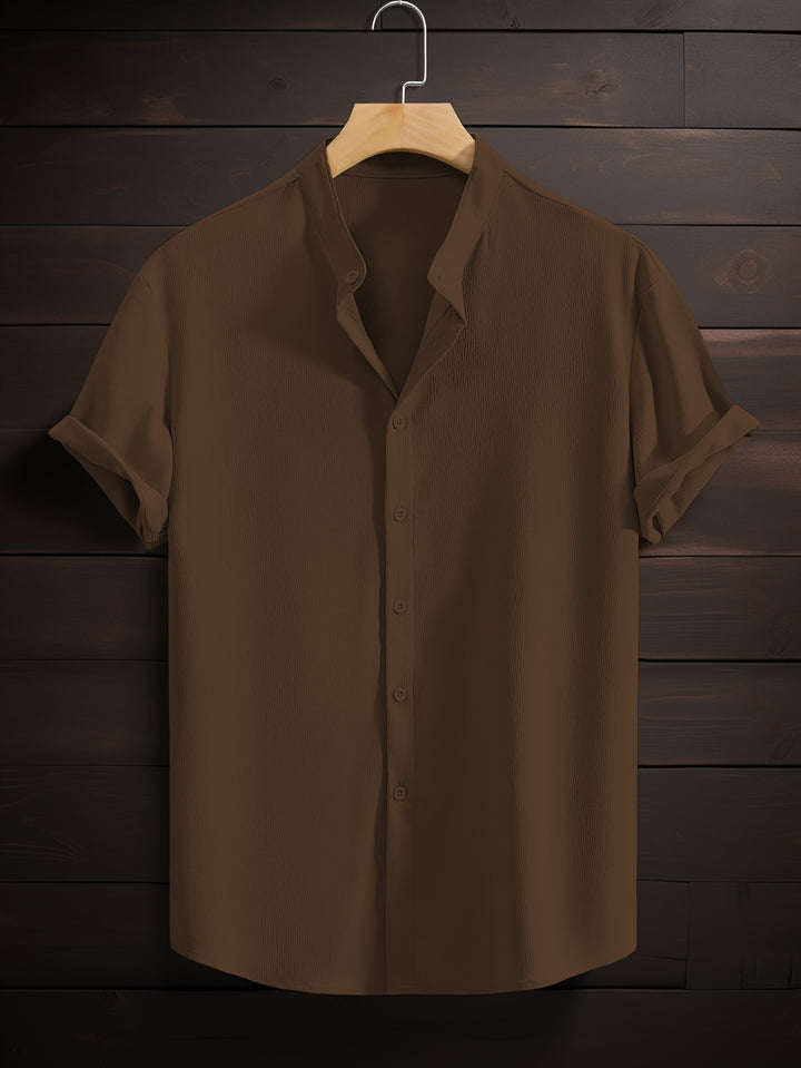Harlan | Men's Textured Stand Collar Short Sleeve Shirt