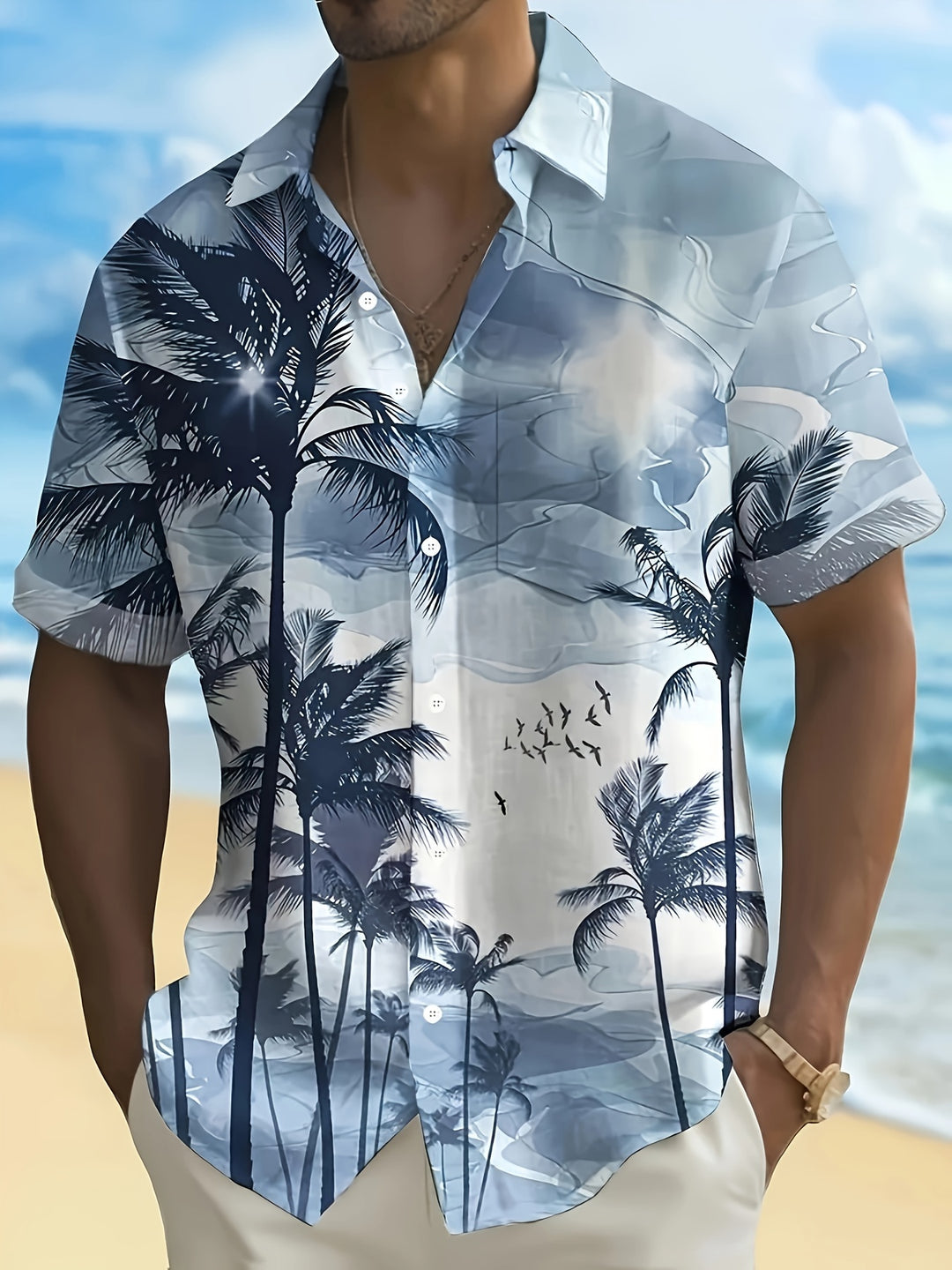 Huxley | Men's Beach Print Short Sleeve Shirt