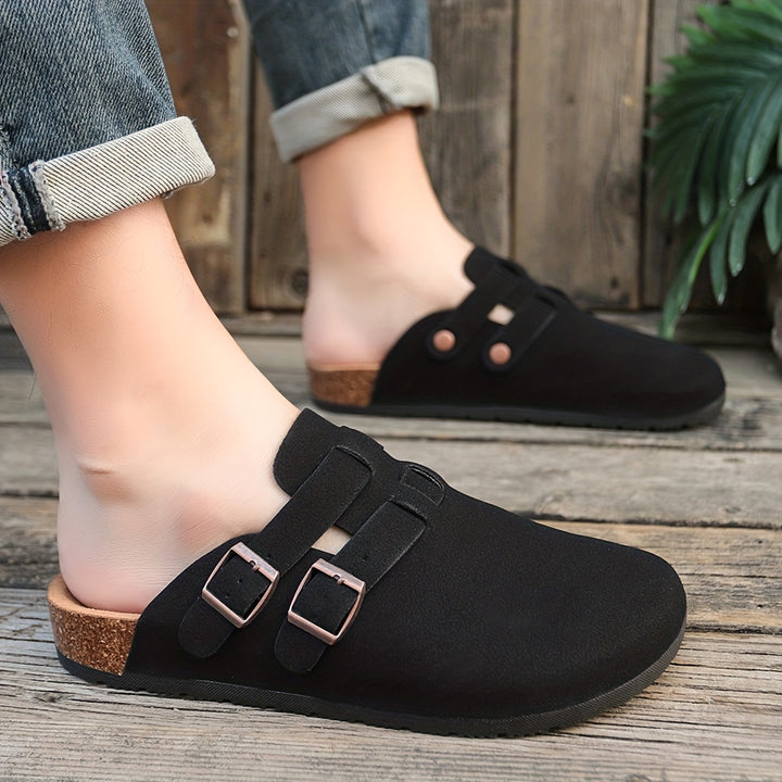 Oskar | Men's Double-Buckle Suede Clog Mule