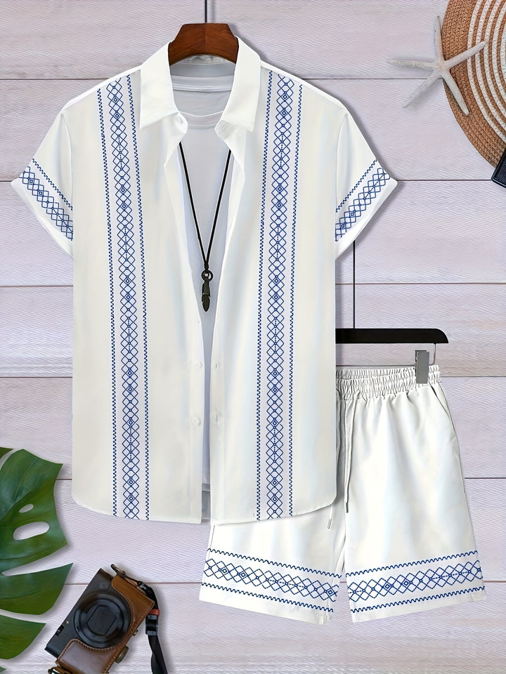 Donovan | Men's Geometric Print Shirt & Shorts Set