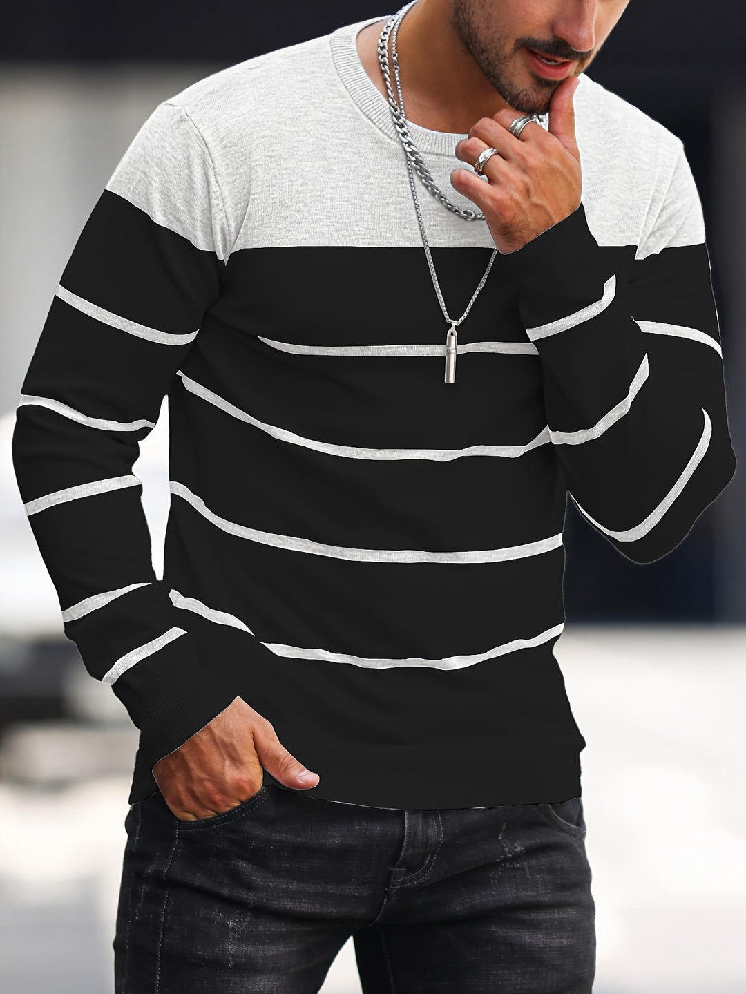 Harvey | Striped Crew Neck Sweater