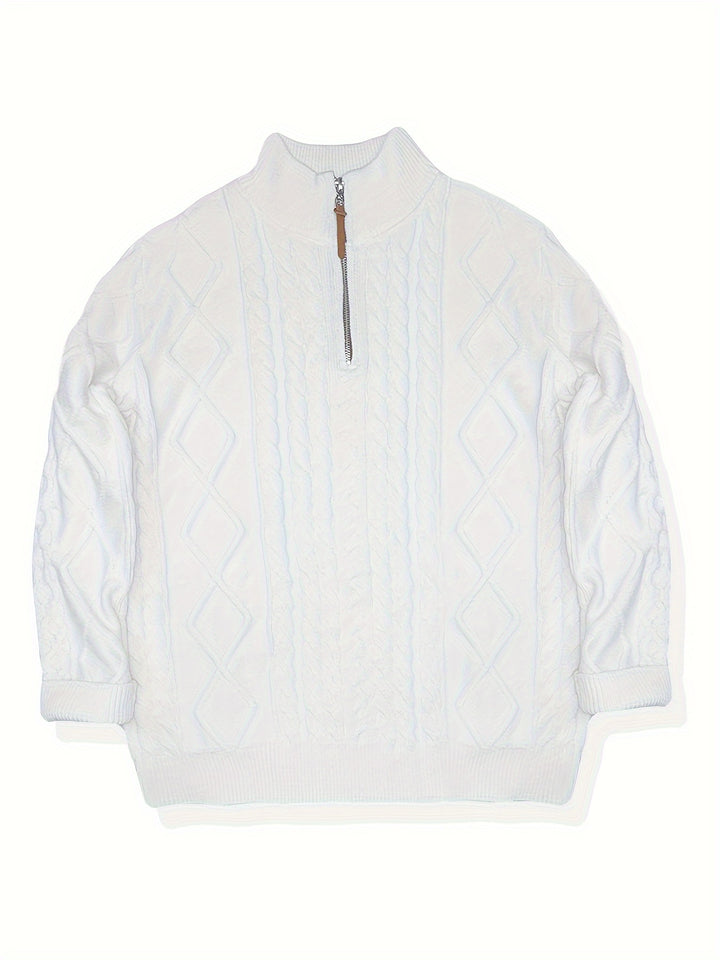 Grayson | Textured Half-Zip Cable Knit Sweater