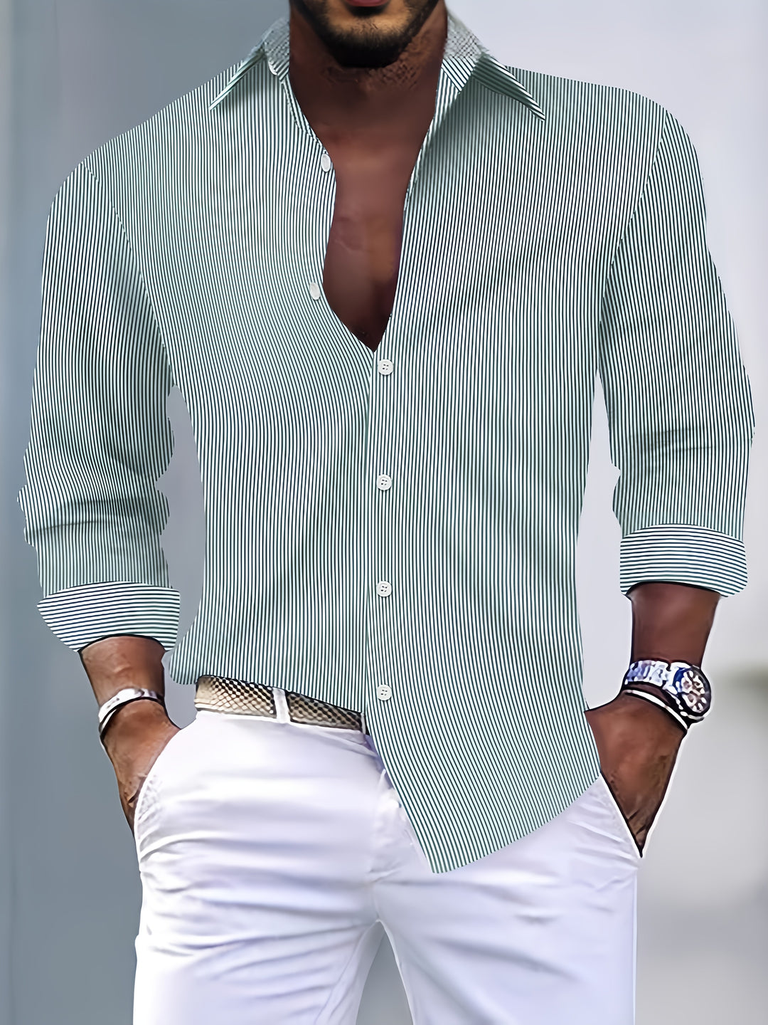 Colton | Men's Striped Long Sleeve Shirt