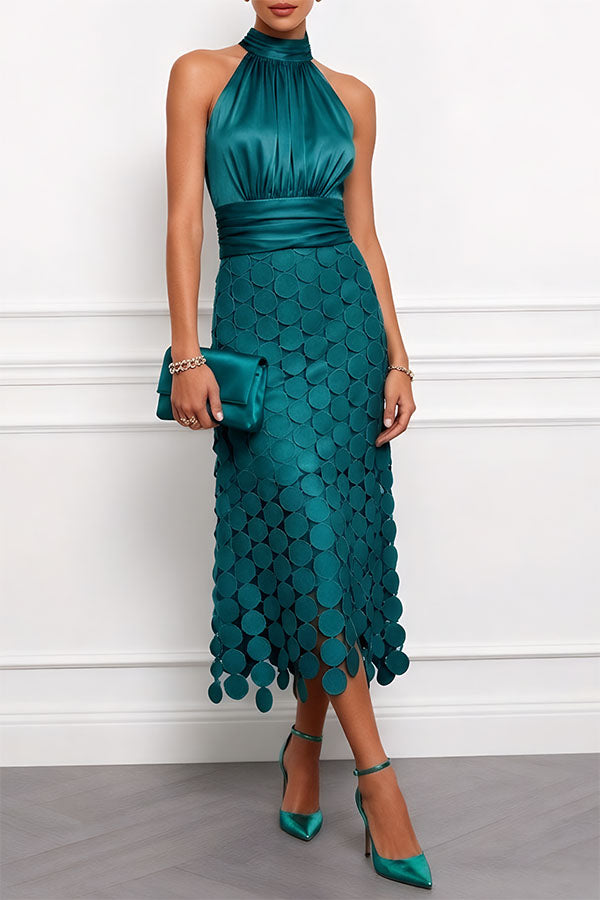 Audrey | Sculpted Halter Midi Dress