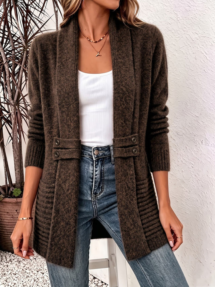 Cynthia | Cozy Ribbed Button-Tab Cardigan