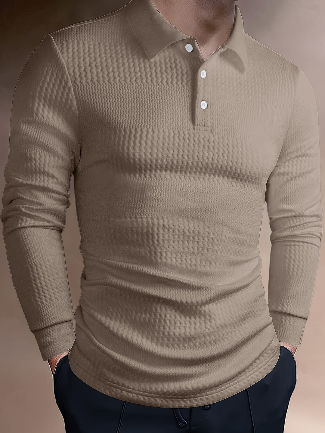Weston | Textured Long Sleeve Polo Shirt