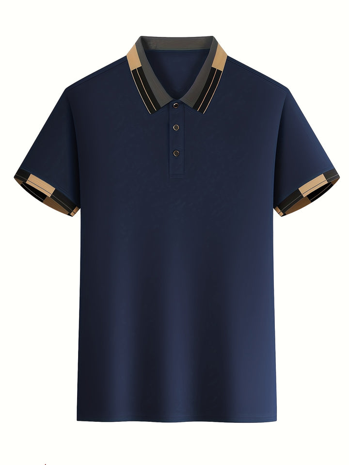 Whitmore | Men's Jacquard Collar Navy Polo