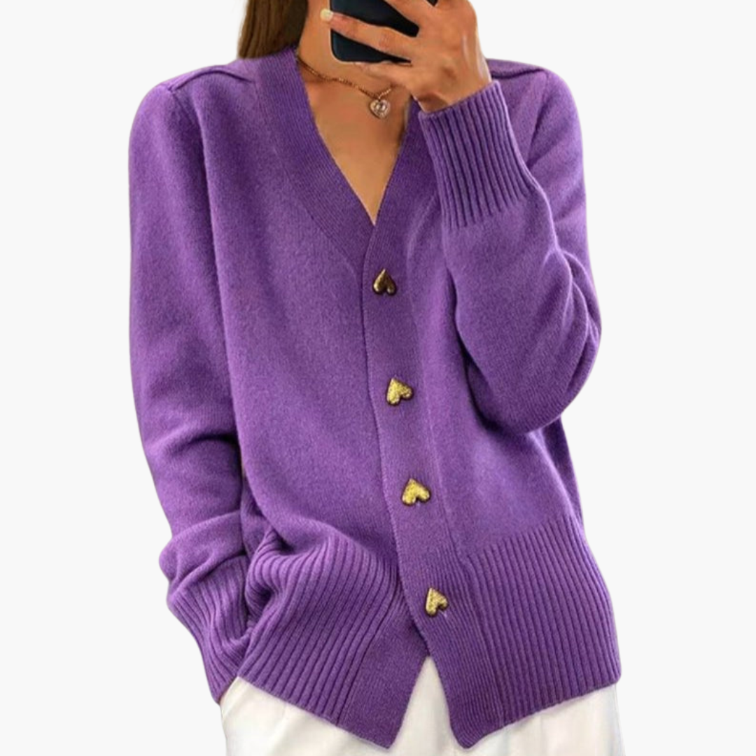 Margot | Refined Heart-Button Cardigan