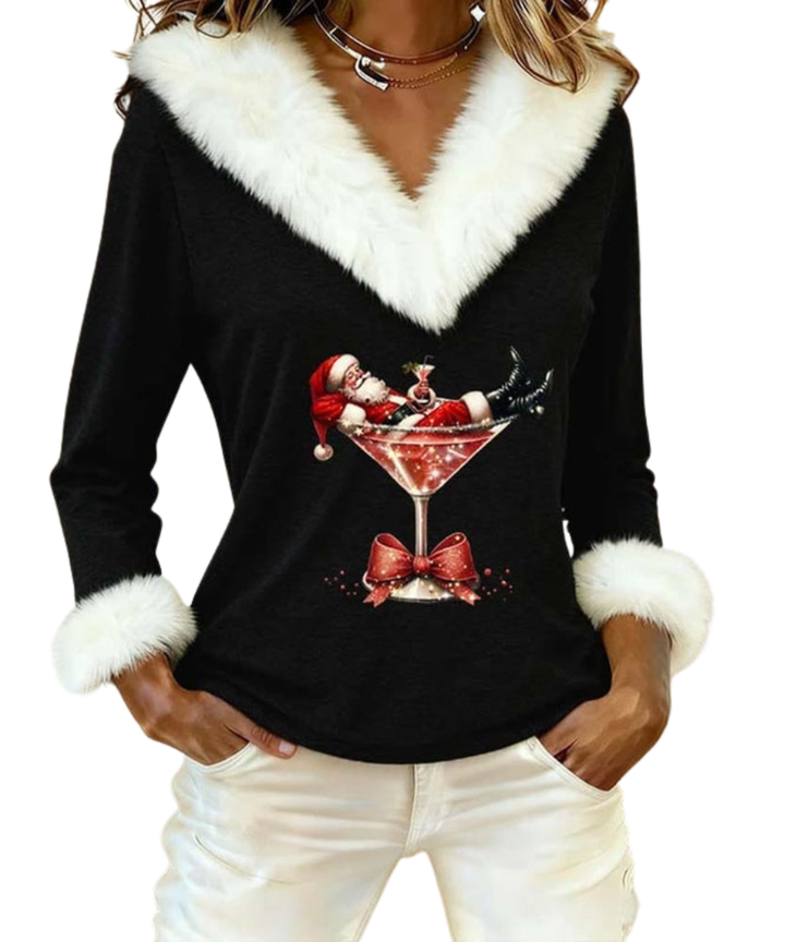 Holly | Festive V-Neck Top
