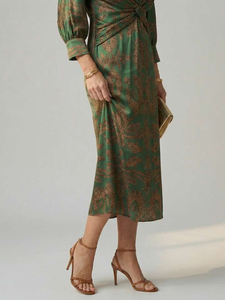 Corinna | Twist-Front Wrap Midi Dress