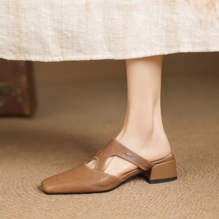Brielle | Square-Toe Heeled Mules