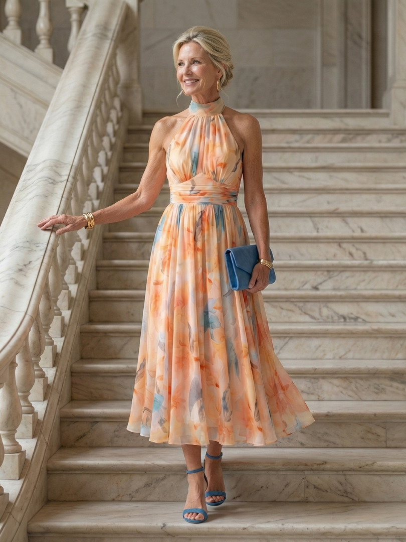 Marielle | Flowing Halter Midi Dress