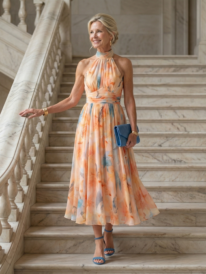 Marielle | Flowing Halter Midi Dress