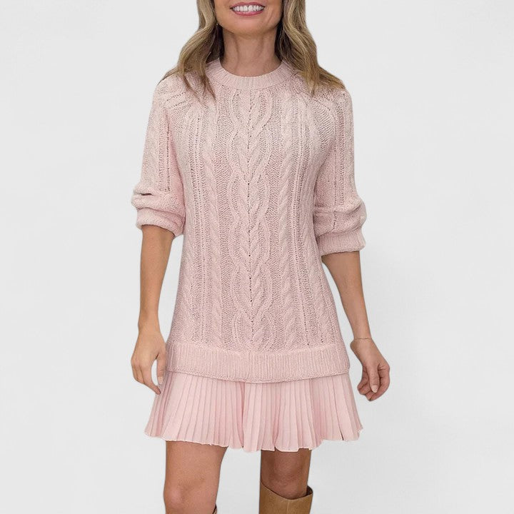 Verity | Cable-Knit Layered Sweater Dress