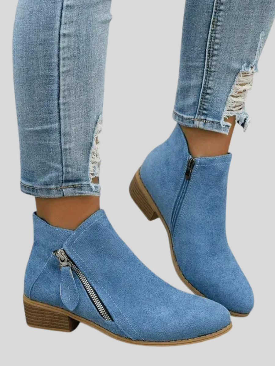 Sabina | Side-Zip Low Block Heel Ankle Boots