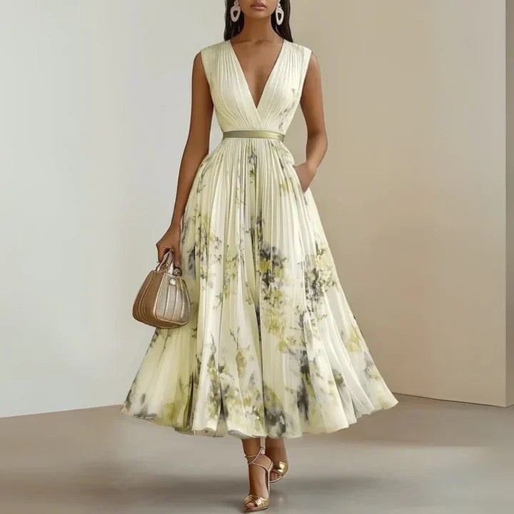 Genevra | Pleated Floral Maxi Dress