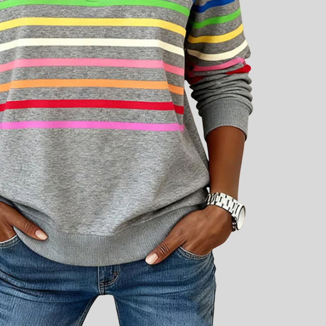 Corabelle | Striped Quarter-Zip Sweatshirt
