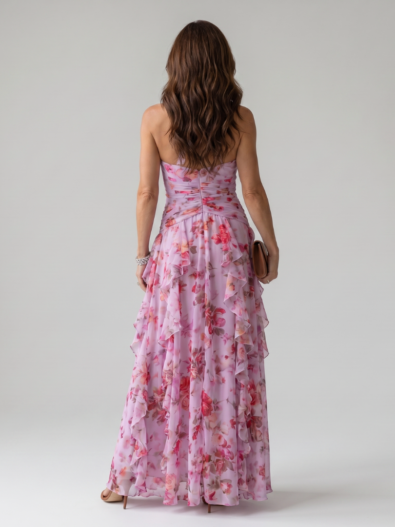 Lucille | Halter Neck Floral Maxi Dress