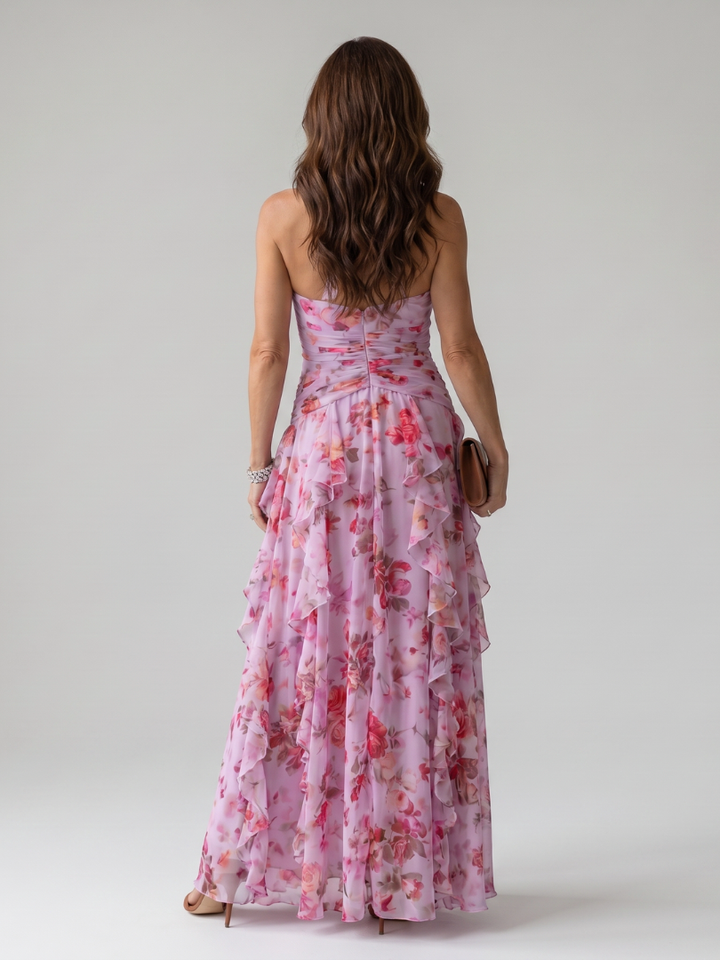 Lucille | Halter Neck Floral Maxi Dress