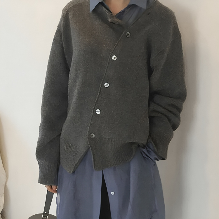 Noa | Relaxed Asymmetrical Button Cardigan