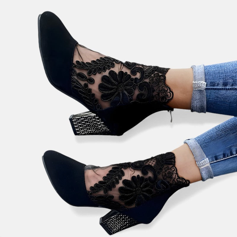 Corinthia | Lace-Detail Block Heels