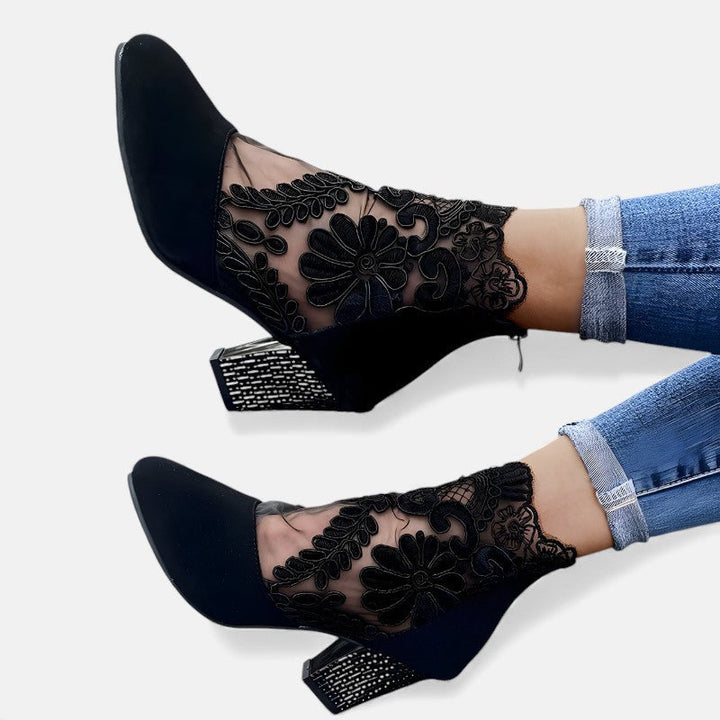 Corinthia | Lace-Detail Block Heels