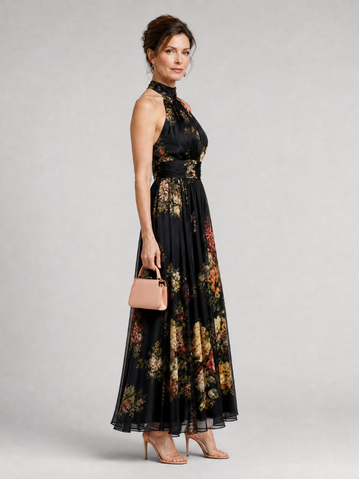 Evangeline | Floral Halter Neck Dress