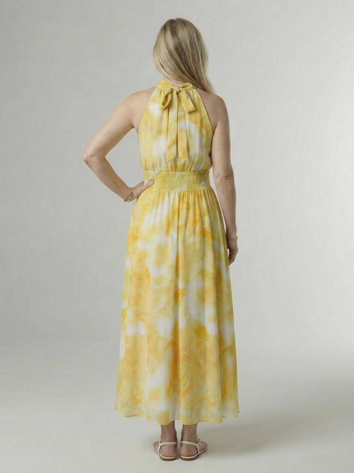 Marlene | Gathered Halter Midi Dress