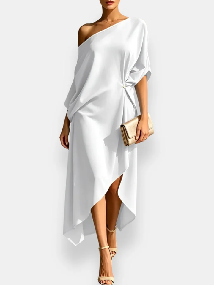 Vivien | Asymmetrical Draped Midi Dress