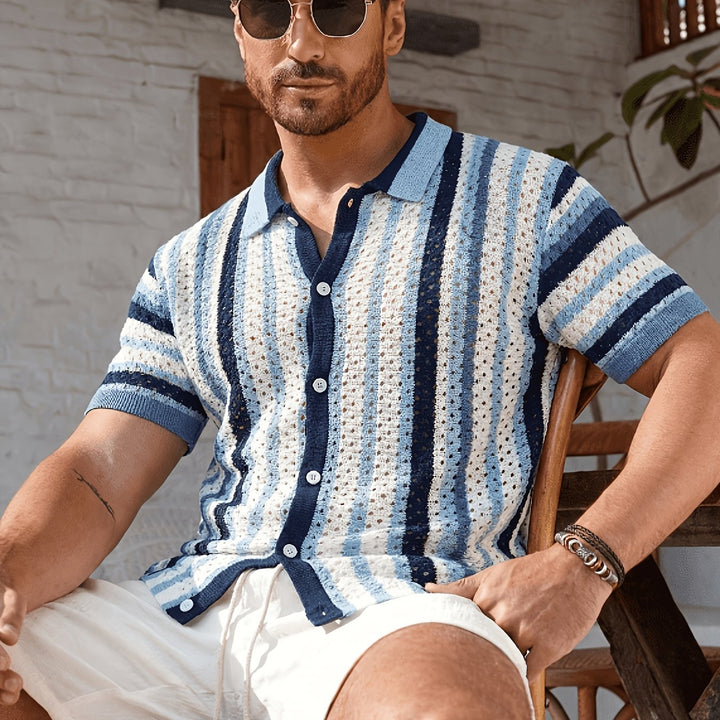 Lido | Men's Striped Knit Short Sleeve Polo