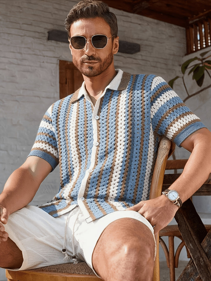 Lido | Men's Striped Knit Short Sleeve Polo