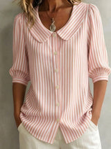 Lydia | Vintage-Inspired Striped Collared Blouse