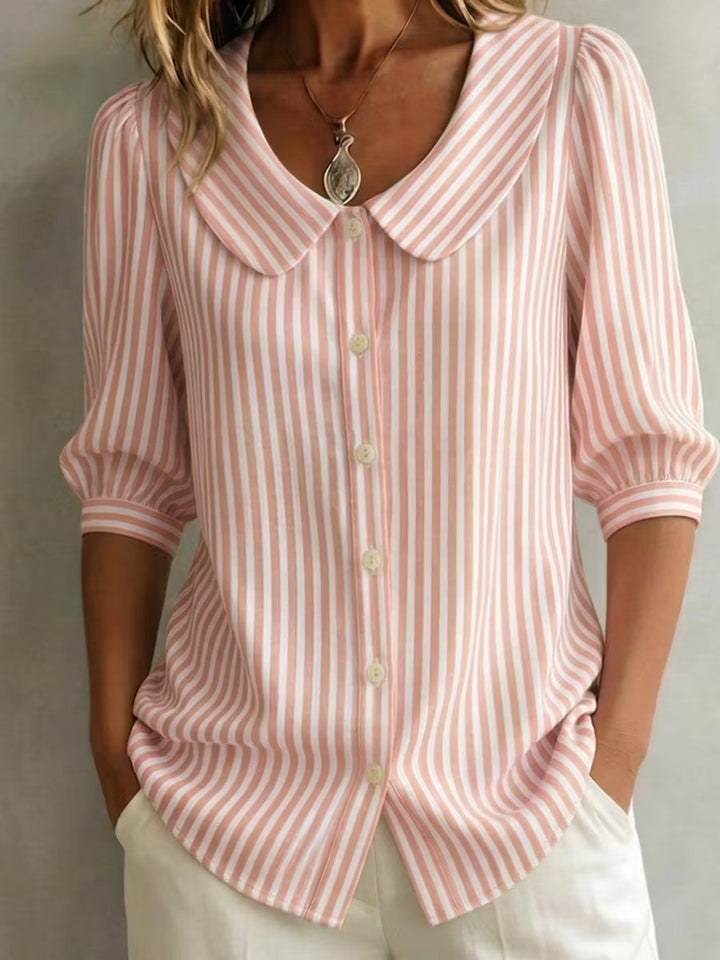 Lydia | Vintage-Inspired Striped Collared Blouse