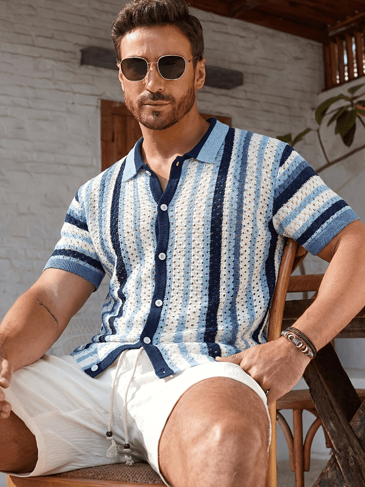 Lido | Men's Striped Knit Short Sleeve Polo