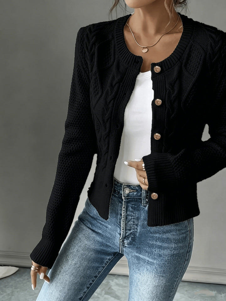 Eleanor | Cable-Knit Button-Front Cardigan