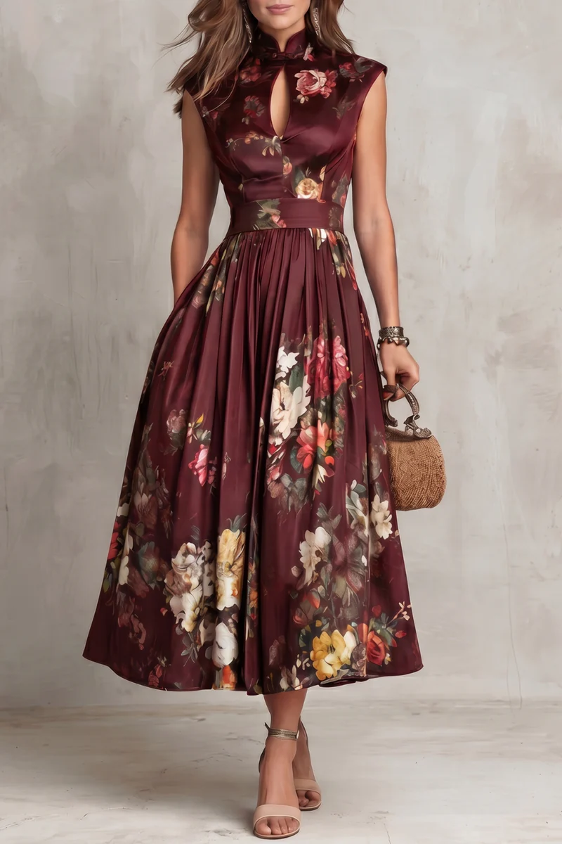 Odile | Floral Keyhole Midi Dress