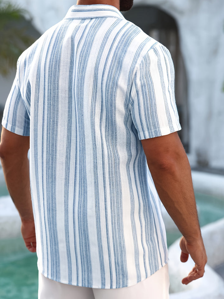 Mateo | Men's Open Collar Striped Short Sleeve Shirt