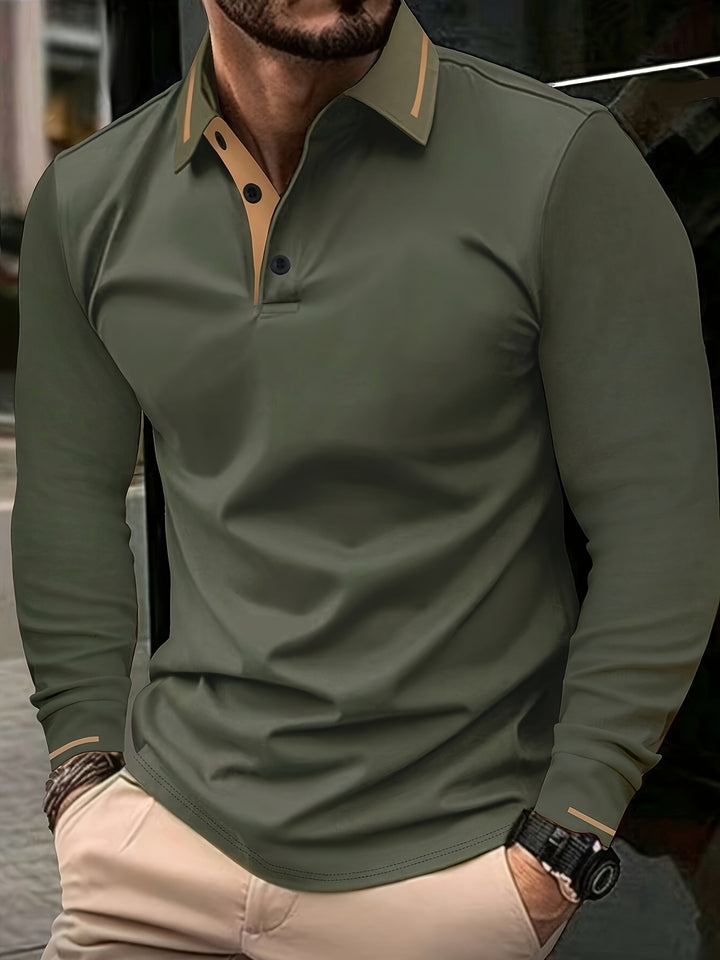 Maxwell | Men's Long Sleeve Contrast-Trim Polo