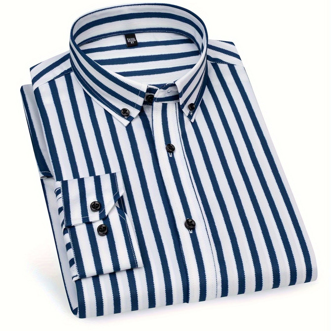 Stroud | Men's Slim Fit Bold Stripe Long Sleeve Dress Shirt