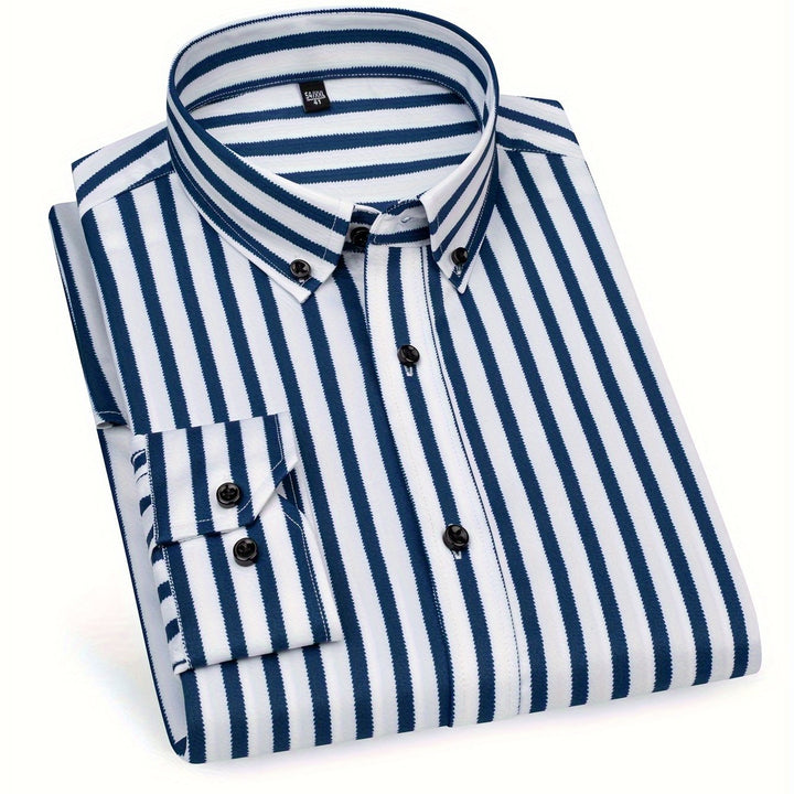 Stroud | Men's Slim Fit Bold Stripe Long Sleeve Dress Shirt