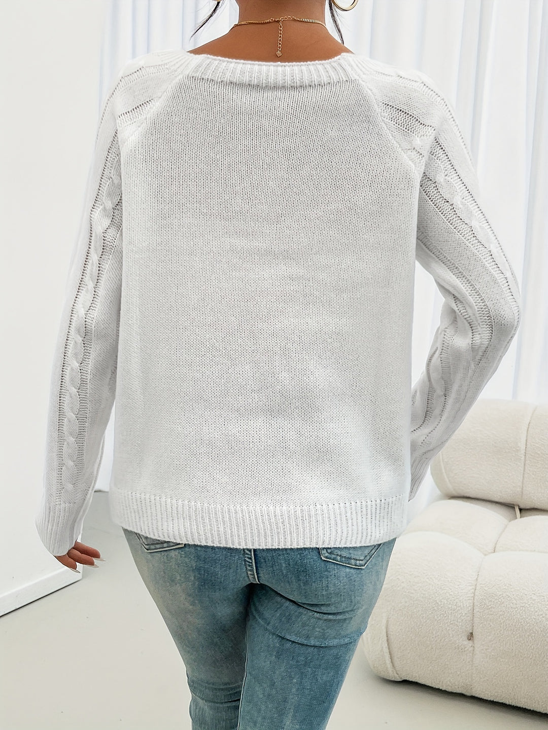 Genevieve | Cable-Textured Button Sweater