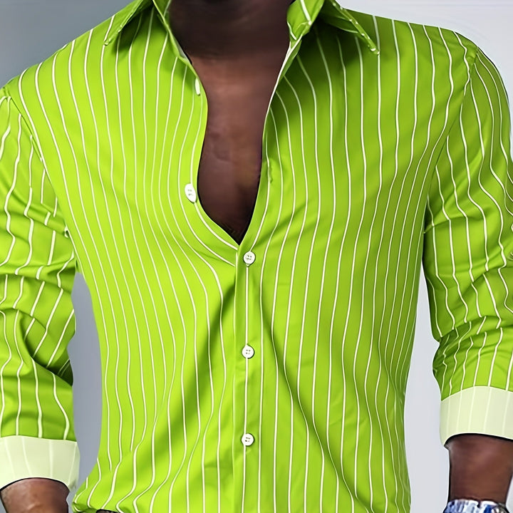 Rocco | Men's Slim Fit Pinstripe Long Sleeve Shirt
