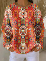 Fiona | Ethnic-Print Button Top