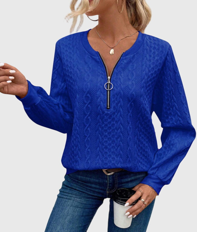 Romy | Textured Zip-Neck Sweater