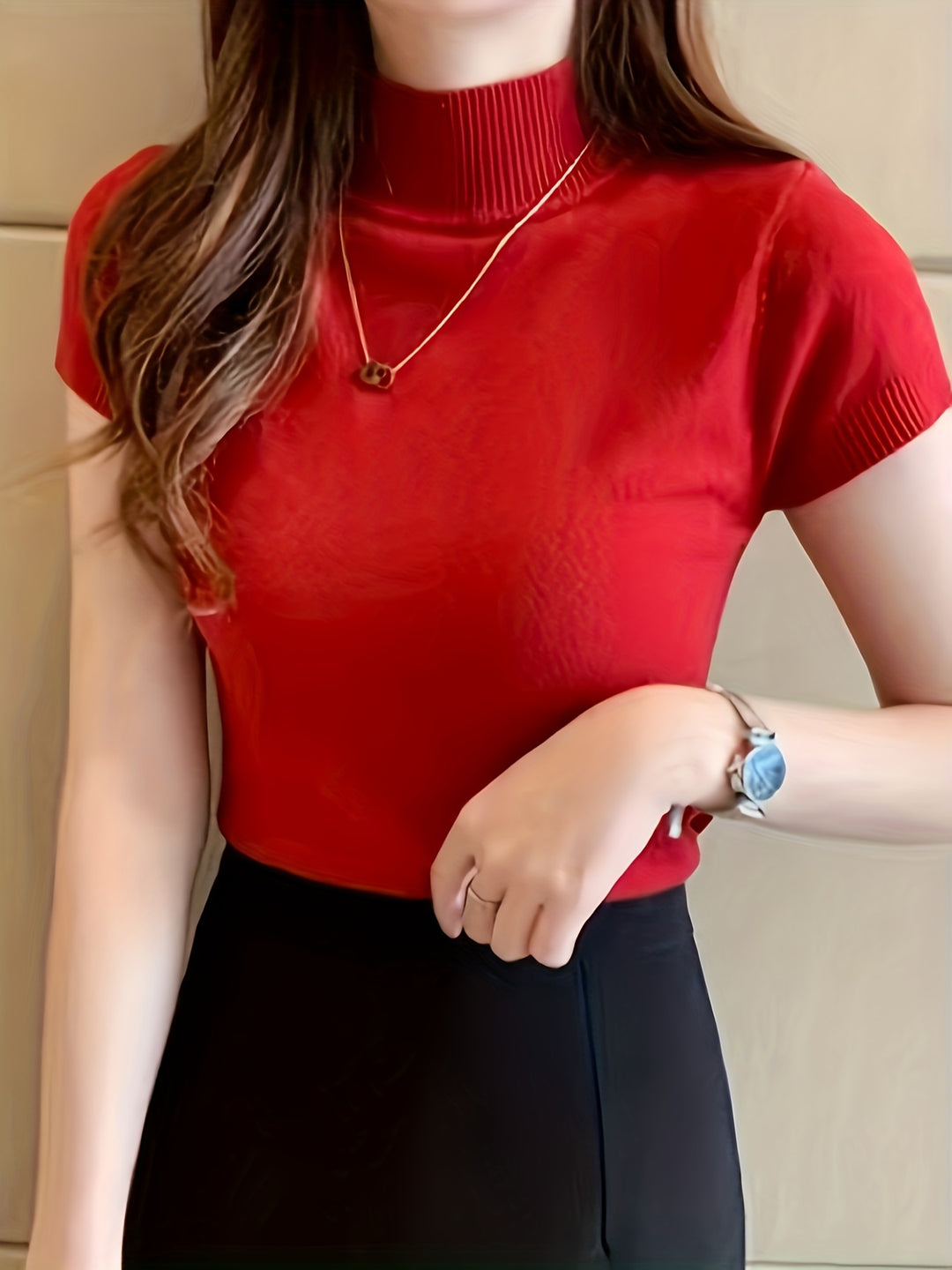 Marguerite | Refined Mock-Neck Short Sleeve Top
