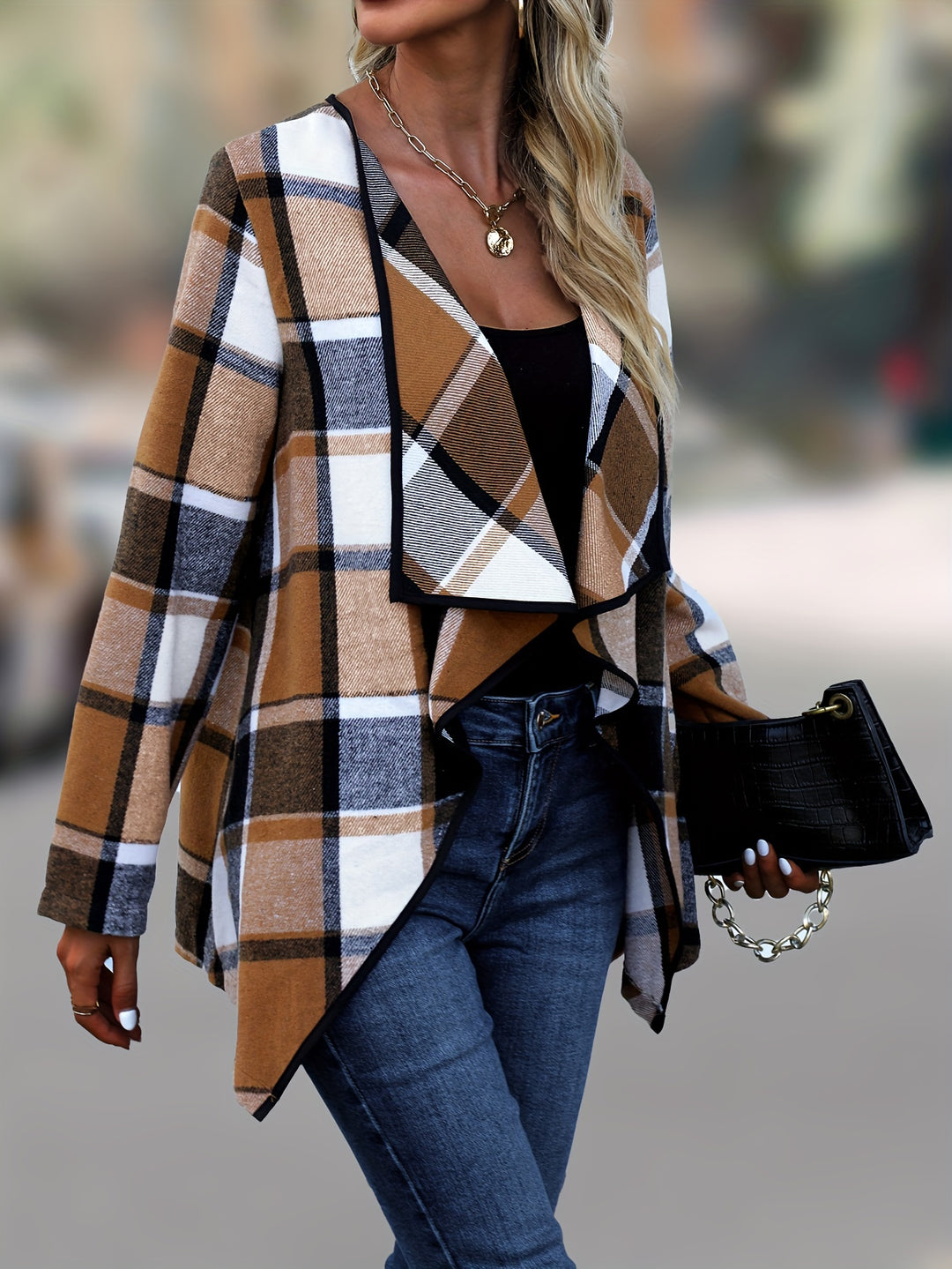 Maribeth | Draped Plaid Christmas Jacket