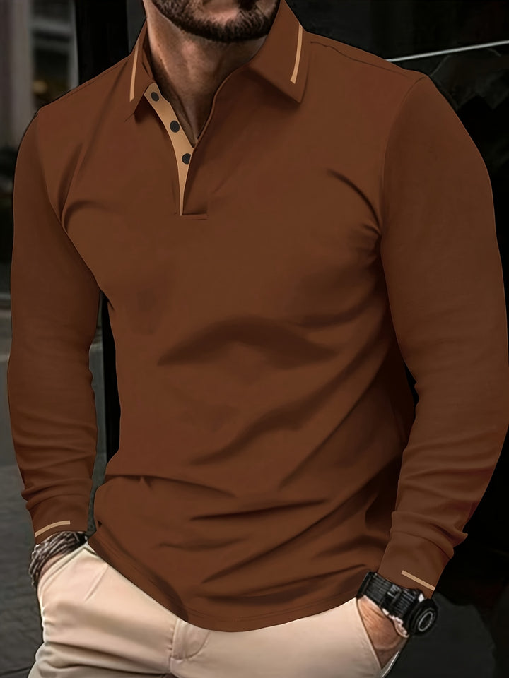 Maxwell | Men's Long Sleeve Contrast-Trim Polo