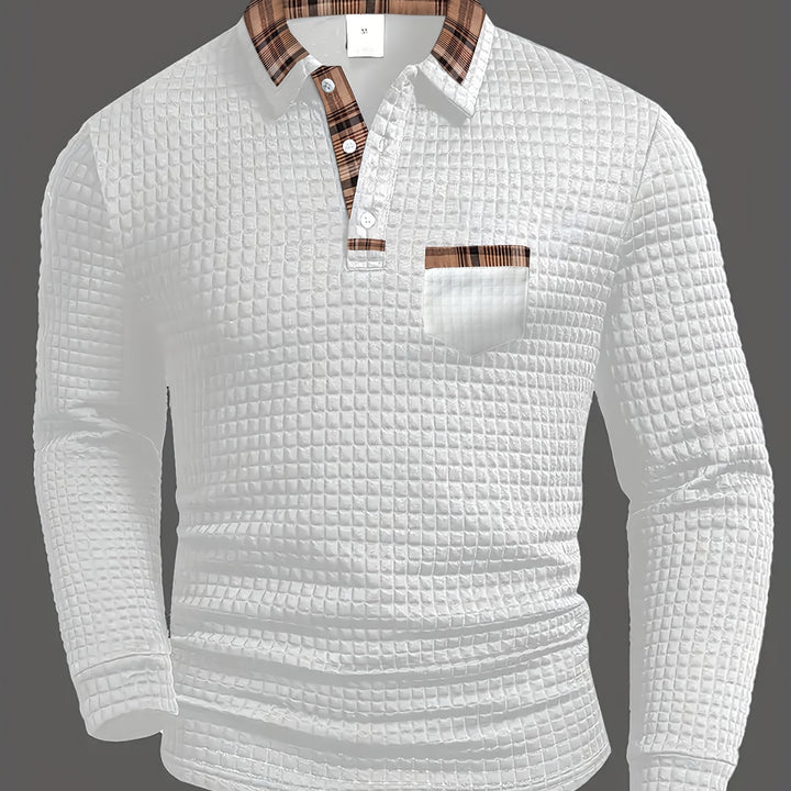 Perry | Men's Waffle Knit Plaid Collar Polo
